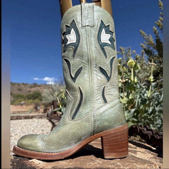 FRYE Campus Sabrina Boots Green Floral Inlay Vintage 7 Womenβs - Picture 9 of 16